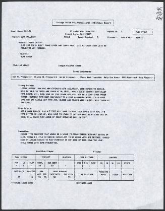 Sean Mulligan scouting report, 1995 June 21