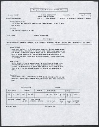 Ugueth Urbina scouting report, 1995 July 08