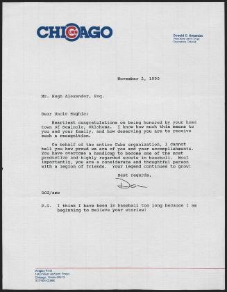 Letter from Don Grenesko to Hugh Alexander, 1990 November 02