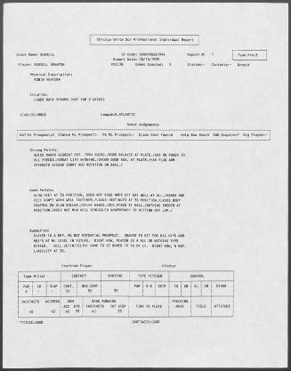 Russ Branyan scouting report, 1995 August 10