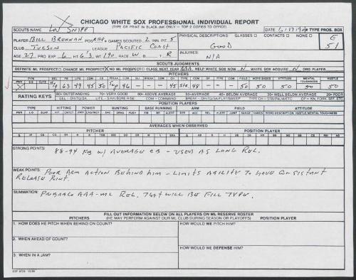 William Brennan scouting report, 1990 June 17