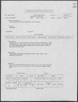 Emil Brown scouting report, 1995 October 01