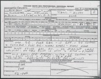 Keith Brown scouting report, 1990 September 17