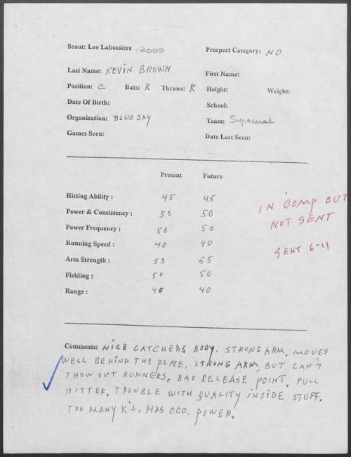 Kevin Brown scouting report, 2000