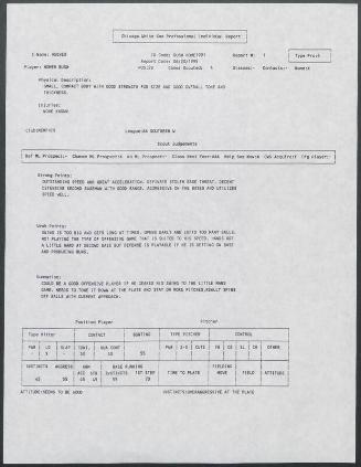 Homer Bush scouting report, 1995 June 20