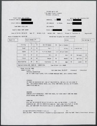 Eric Byrnes scouting report, 1997 April 29