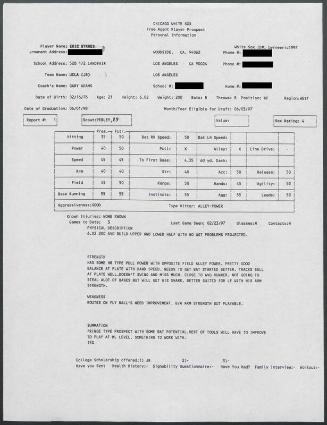 Eric Byrnes scouting report, 1997 February 23