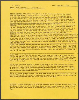 Bert Campaneris scouting report, 1976