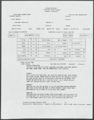 Mike Caruso scouting report, 1996 April 10