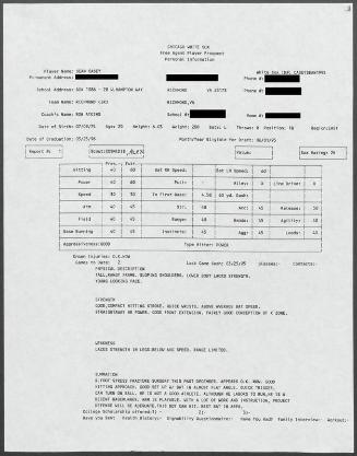 Sean Casey scouting report, 1995 March 25