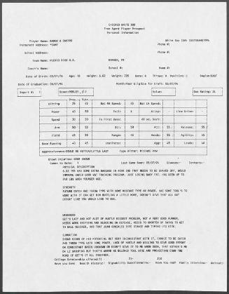 Ramon Castro scouting report, 1994 May 07