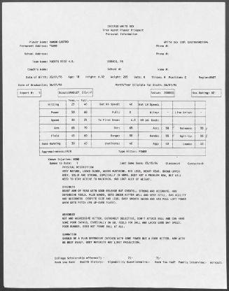 Ramon Castro scouting report, 1994 May 15