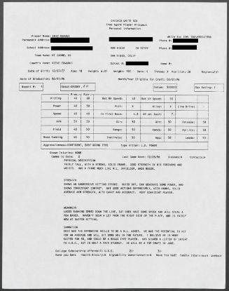 Eric Chavez scouting report, 1996 February 28