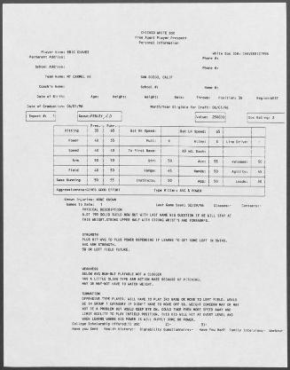 Eric Chavez scouting report, 1996 February 29