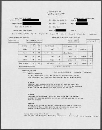 Eric Chavez scouting report, 1996 March 20