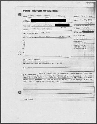 Rocky Childress scouting report, 1980 June 16
