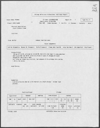Mark Clark scouting report, 1995 July 09
