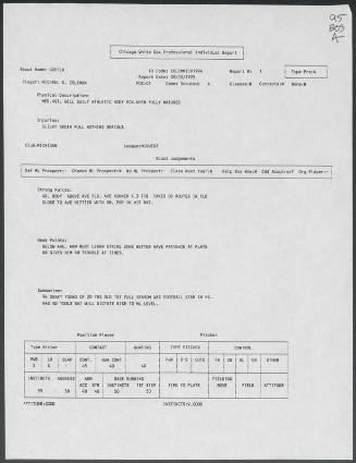 Michael Coleman scouting report, 1995 August 20