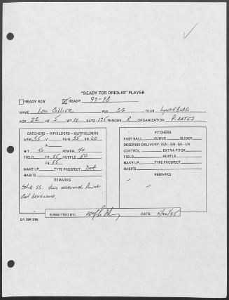 Lou Collier scouting report, 1995 May 25