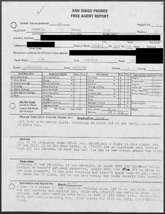 Rheal Cormier scouting report, 1988 April 27