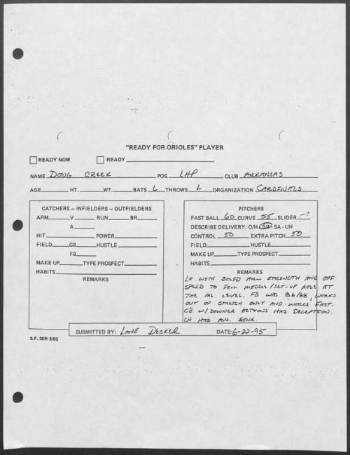 Doug Creek scouting report, 1995 June 22