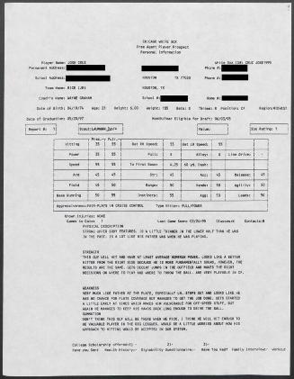 Jose Cruz scouting report, 1995 February 24