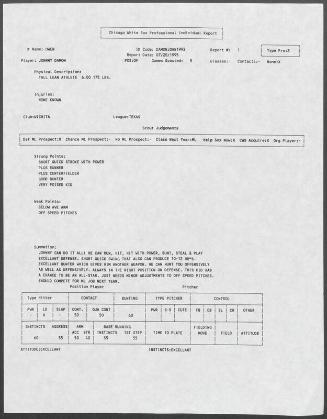 Johnny Damon scouting report, 1995 July 20