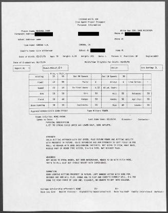 Mike Darr scouting report, 1994 March 29