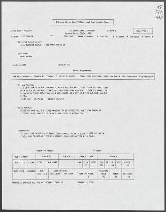 Jeff Darwin scouting report, 1995 June 26