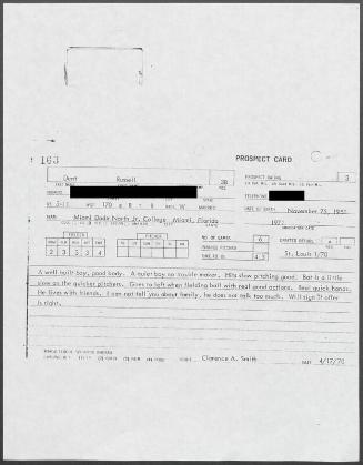 Bucky Dent scouting report, 1970 April 17