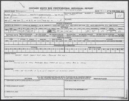John Dopson scouting report, 1989 July 01