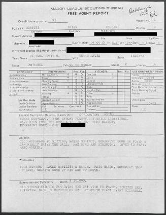 Brian Dorsett scouting report, 1983 April 10