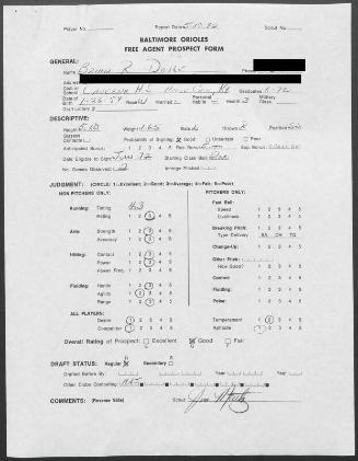 Brian Doyle scouting report, 1972 May 10