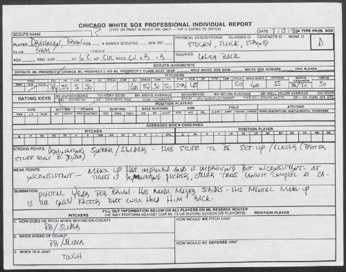 Brian Drahman scouting report, 1990 July 15