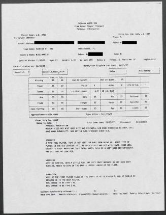 J.D. Drew scouting report, 1997 March 23