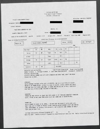 Tim Drew scouting report, 1997 March 05