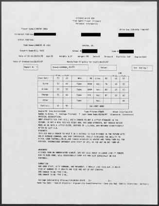 Tim Drew scouting report, 1997 March 06