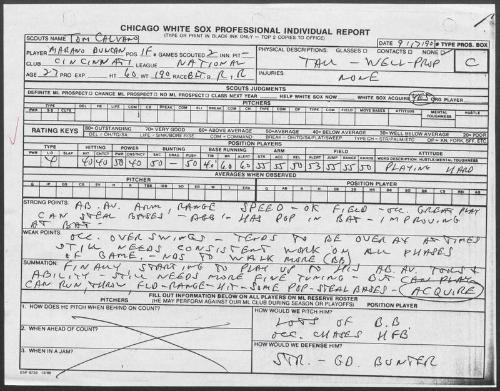 Mariano Duncan scouting report, 1990 September 17