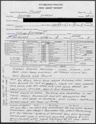 Shawon Dunston scouting report, 1981 August 19