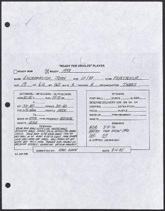 Juan Encarnacion scouting report, 1995 August 04