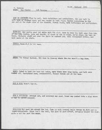 Ron Fairly scouting report, 1976 September 16-19