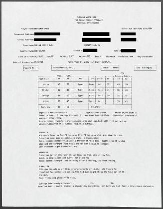 Ben Ford scouting report, 1994 March 15