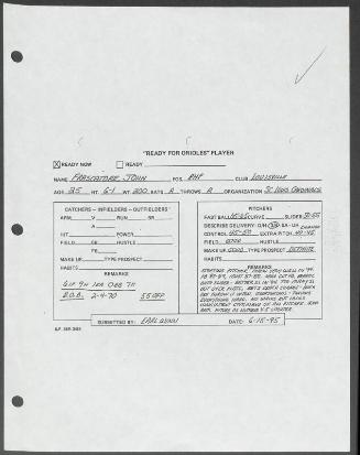 John Frascatore scouting report, 1995 June 15