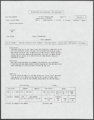 Willie Fraser scouting report, 1995 July 10