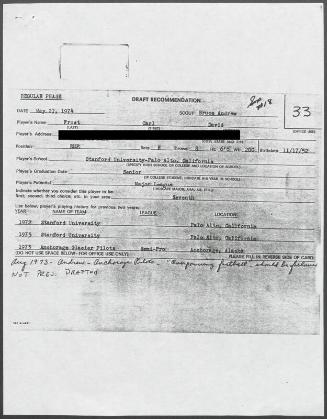 Dave Frost scouting report, 1974 May 21