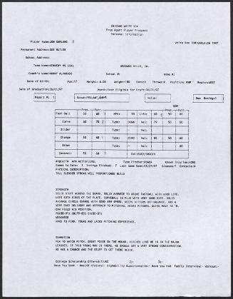 Jon Garland scouting report, 1997 March 27