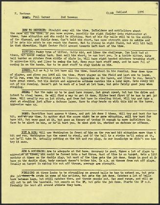 Phil Garner scouting report, 1976 August-September