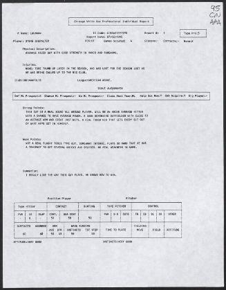 Steve Gibralter scouting report, 1995 July 02