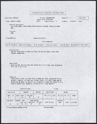 Derrick Gibson scouting report, 1995 July 12