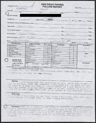 Doug Glanville scouting report, 1989 June-August